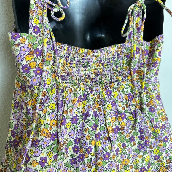 Free People Floral Ellia Two Piece Set Top and Ruffle Skirt Purple Combo Small - Picture 9 of 13